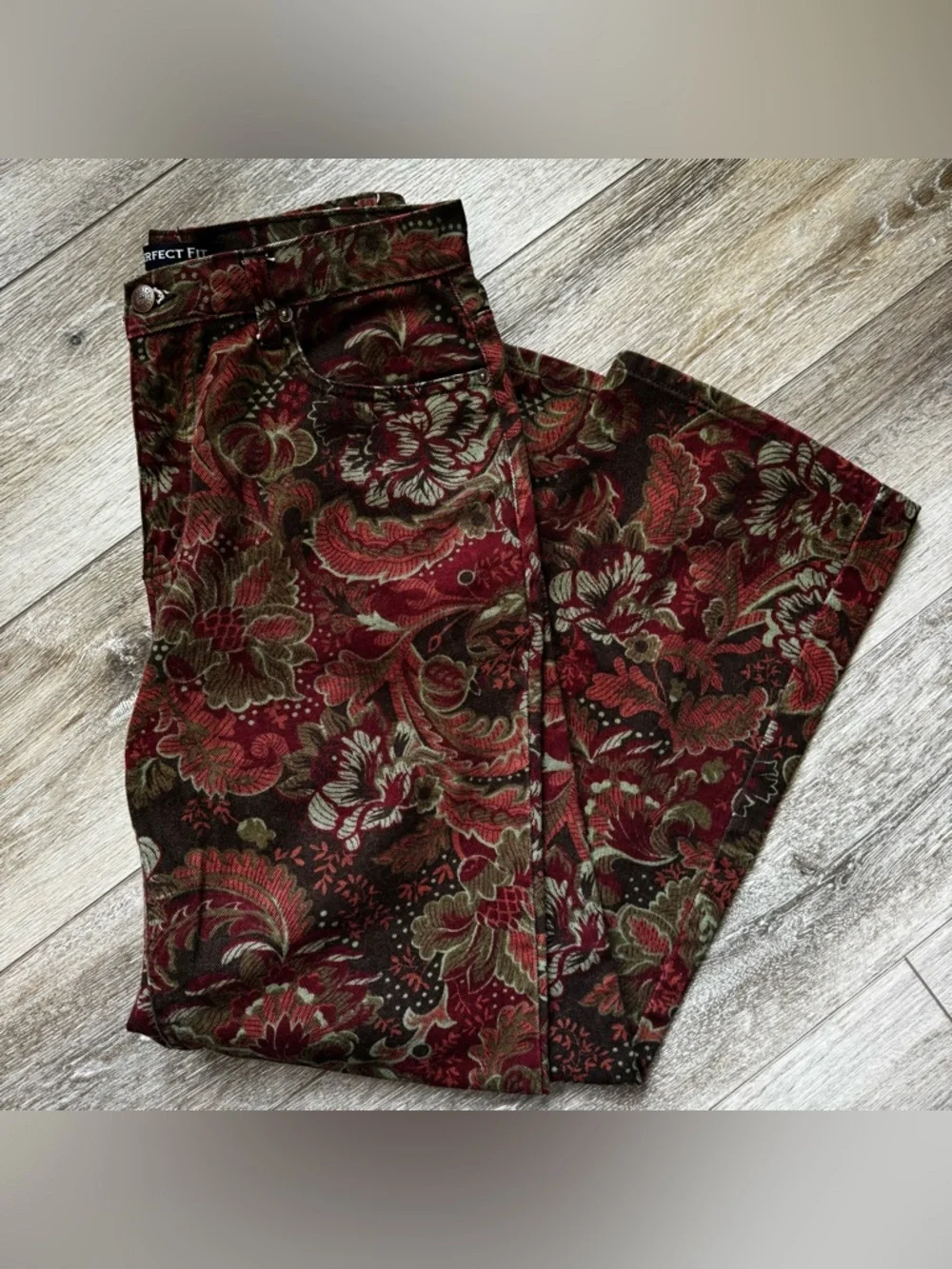 Vintage Tapestry Floral Pants Dark Academia Boho 90s Straight Leg Size 10 - Picture 2 of 7